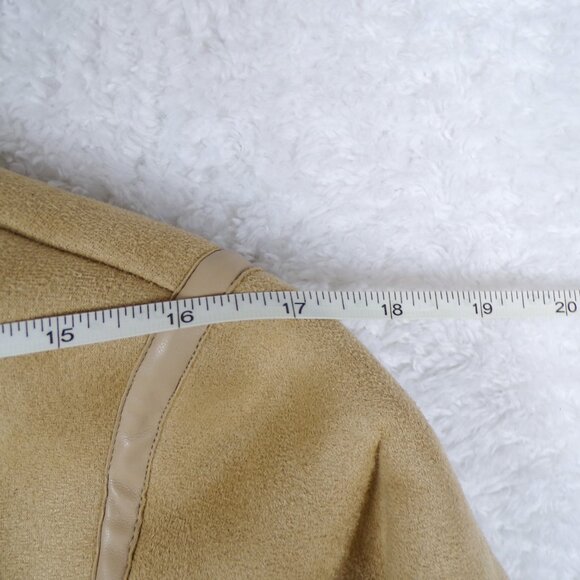 West of Melrose Full Zip Tan Shearling Jacket with Belt Faux Suede Size XS - Picture 8 of 12